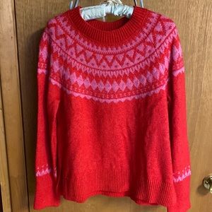 NWT Talbots Red & Pink Fair Isle Sweater